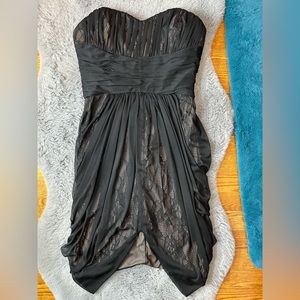 Max and Cleo Strapless Lace Mesh Mini Dress